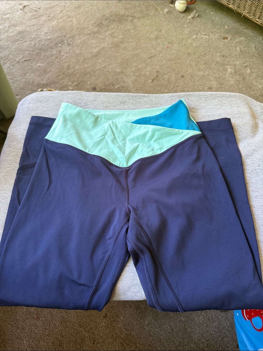 Victoria's Secret Navy Leggings with Mint & Teal Waistband